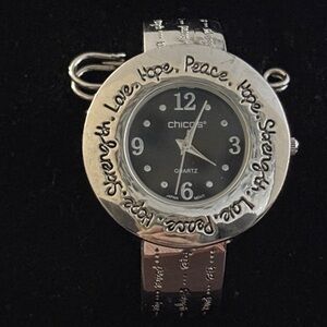 Chico's Silver Inspirational Watch with Black Dial